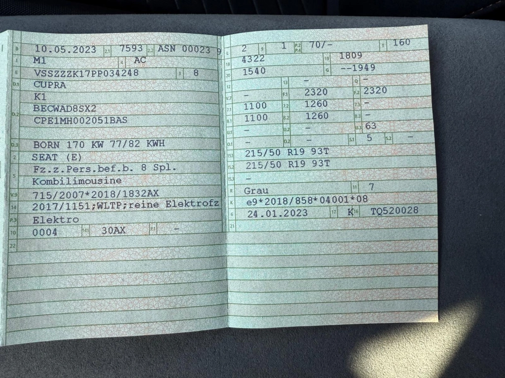 CUPRA Born 170KW High 5+Below Zero Pack 230V Netzkabel