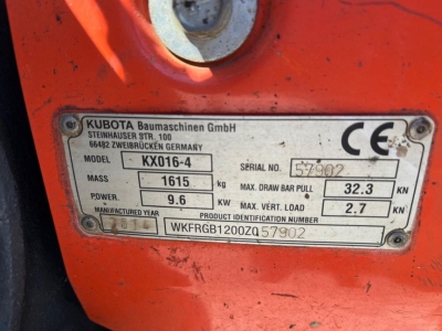 KUBOTA Minibagger KX 016-4 nur 1.833 h
